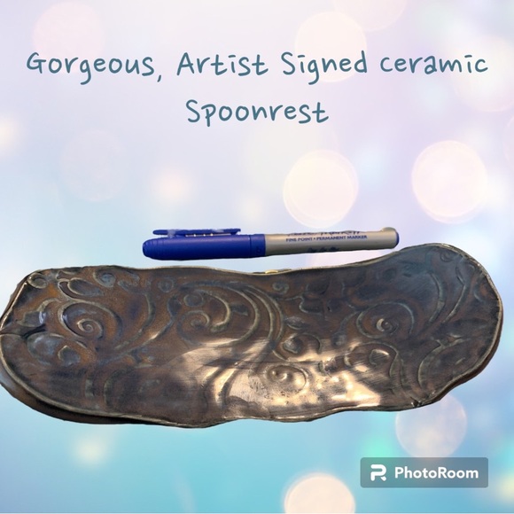 Gorgeous, Artist Signed Spoon Rest/ Trinket Dish - Picture 2 of 3